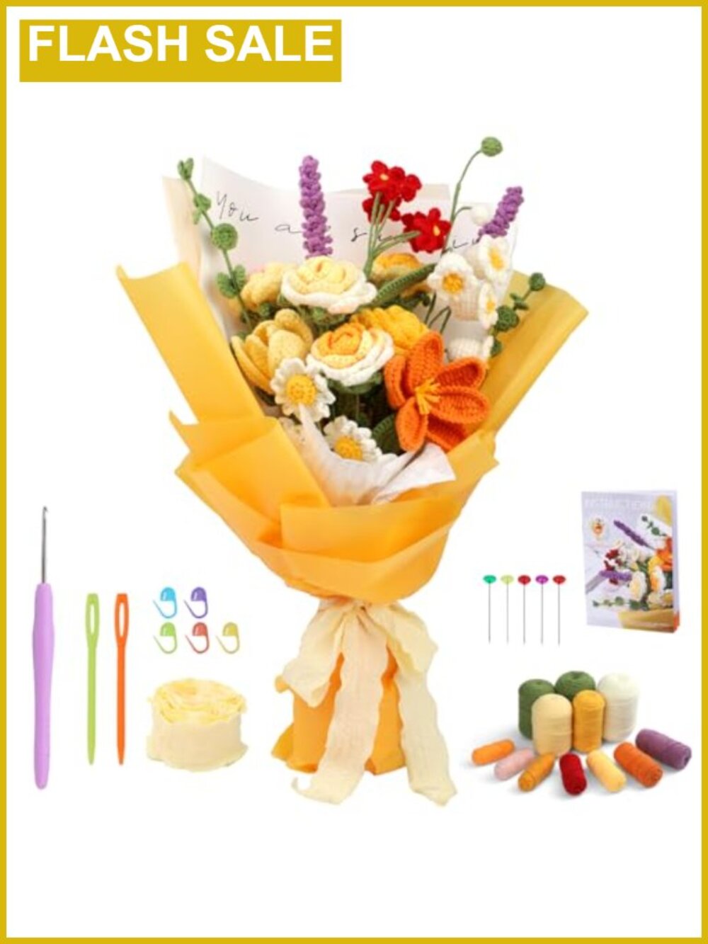 Crochet Kit for Beginners Flower Bouquet Rose DIY Craft Kit